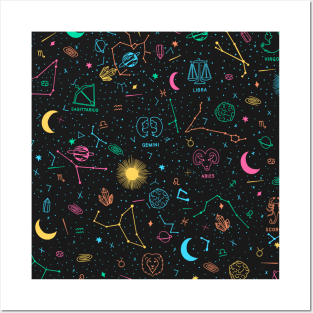 Star sign pattern - Pastel &amp;amp; Black Posters and Art